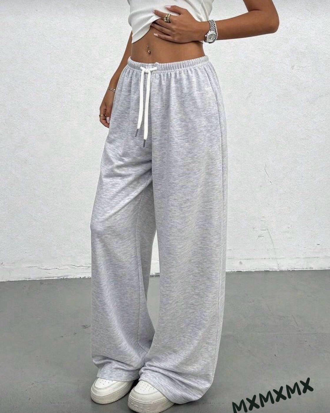 Ženske pamučne široke pantalone – udobne trenerka pantalone visokog struka