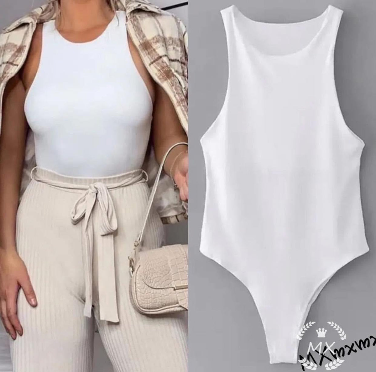 zenski body beli bez rukava