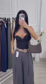 Ženske braon elegantne pantalone visokog struka za poslovne i casual kombinacije