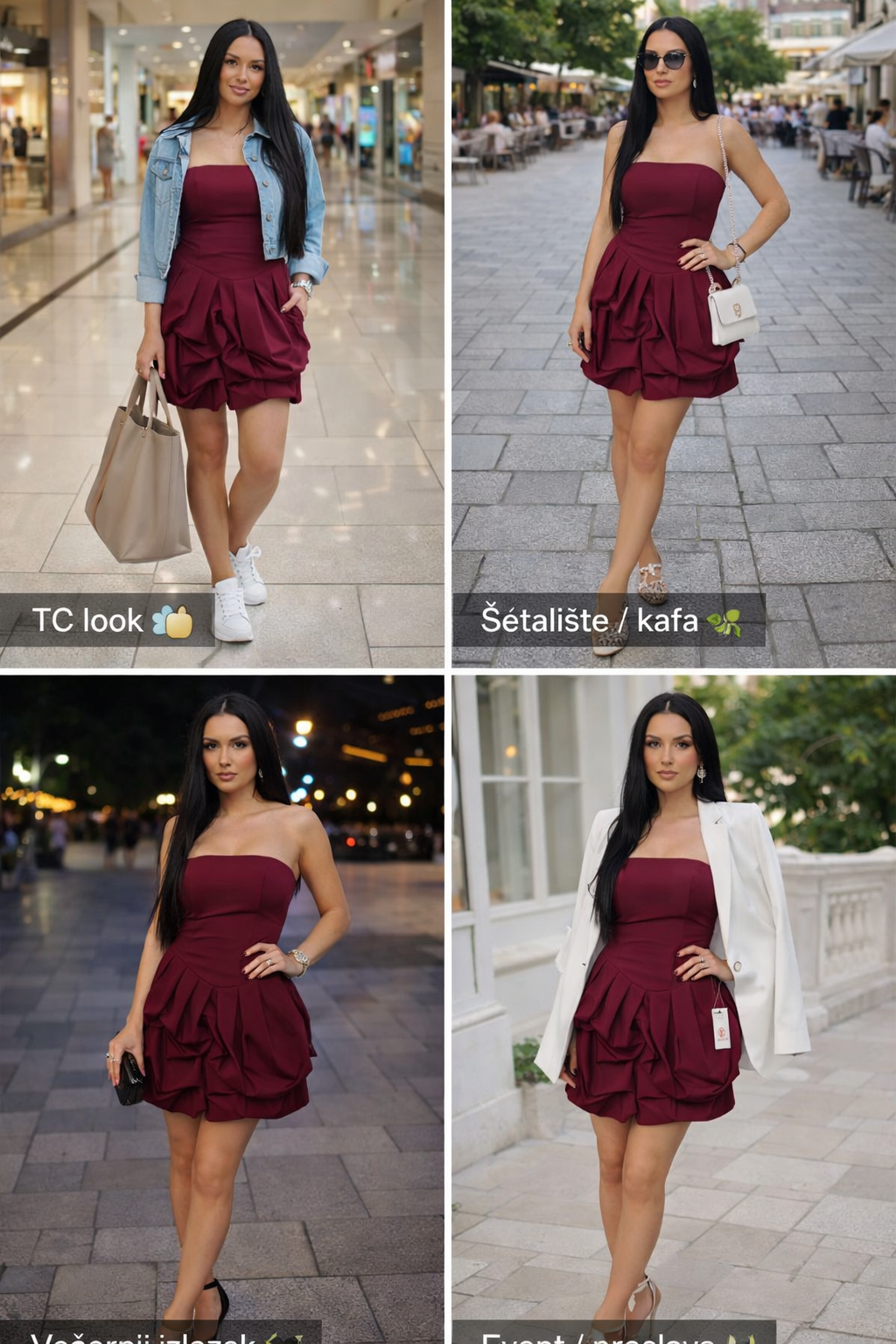 Elegantna bordo haljina – glam model bez rukava za večernje izlaske