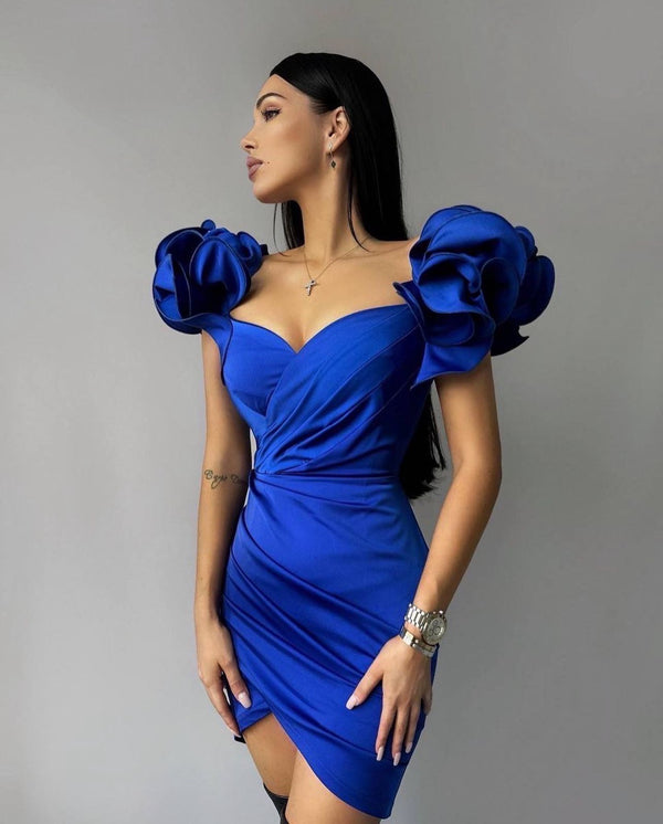 “Elegantne satenske mini haljine sa volanima – glamurozni modeli u više boja”